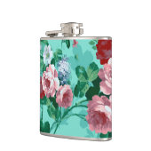 Farbige Rose und Blume Flachmann (Links)