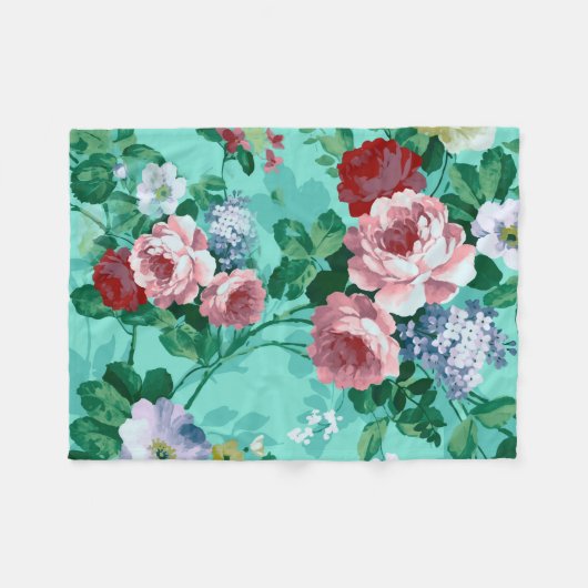 Farbige Rose und Blume Fleecedecke (Vorderseite (Horizontal))