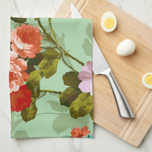 Farbige Rose und Blume Geschirrtuch (Viertel Falte)