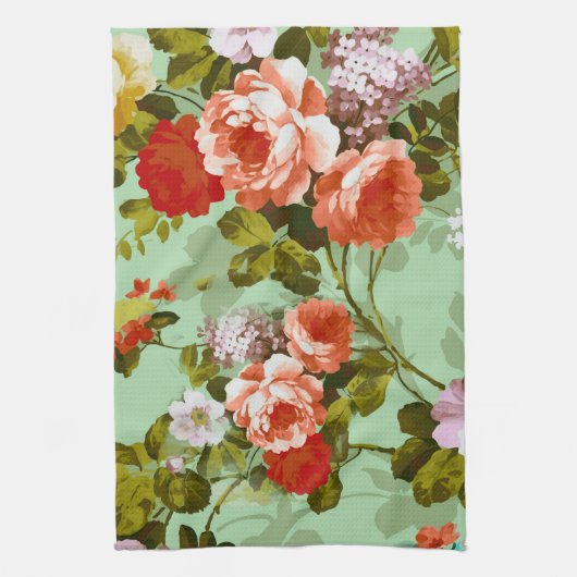 Farbige Rose und Blume Geschirrtuch (Vertikal)