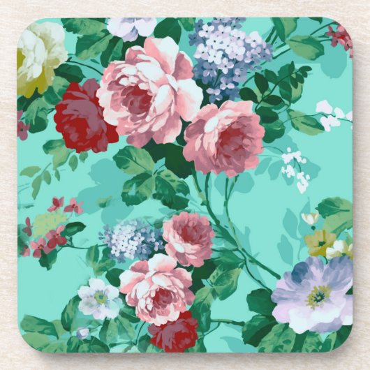 Farbige Rose und Blume Getränkeuntersetzer (Vorderseite)