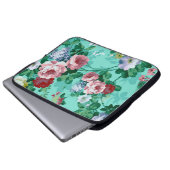 Farbige Rose und Blume Laptopschutzhülle (Vorne Knopf)