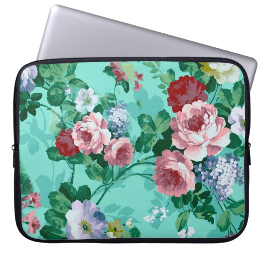 Farbige Rose und Blume Laptopschutzhülle (Vorderseite)