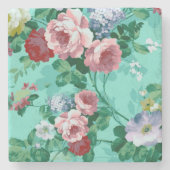 Farbige Rose und Blume Steinuntersetzer (Vorderseite)