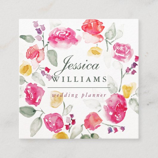 Farbige Rose Wasserfarbe Visitenkarte (Vorderseite)