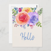 Farbige Rose Wasserfarben Hallo Postkarte (Vorne/Hinten)
