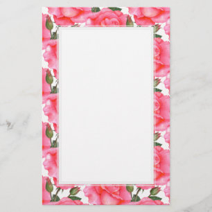 Farbige Rosen Floral Weiße Grenze Briefpapier