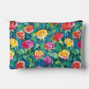 Farbige Rosen-Garten-Aquarellmuster Zubehörtasche