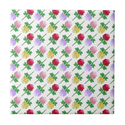 Farbige Rosen in einem schönen Muster Fliese (Vorderseite)