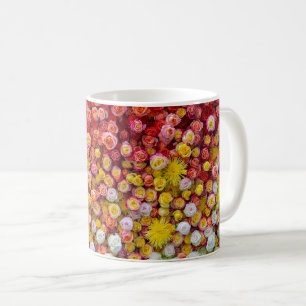 Farbige Rosen und Chrysanthemen Blumenverlauf Kaffeetasse