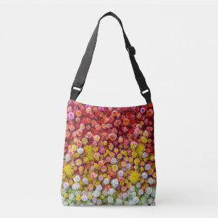 Farbige Rosen und Chrysanthemen Blumenverlauf Tragetaschen Mit Langen Trägern