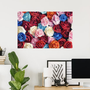 Farbige Rosen Wasserfarben-Stil Kunstprint Poster