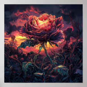 Farbige Rosenblume Botanisch Ästhetisch Dekor Poster