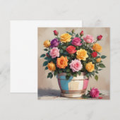 Farbige Rosenbouquet Einladung (Vorne/Hinten)