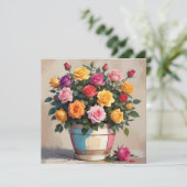 Farbige Rosenbouquet Einladung (Stehend Vorderseite)
