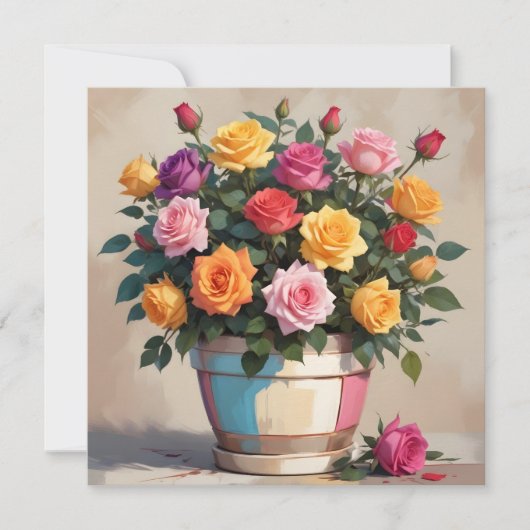 Farbige Rosenbouquet Einladung (Vorderseite)