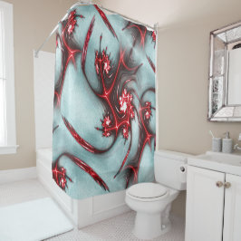 Farbige Rot-Fraktal-Eidechse über weiche, raue Tex Duschvorhang