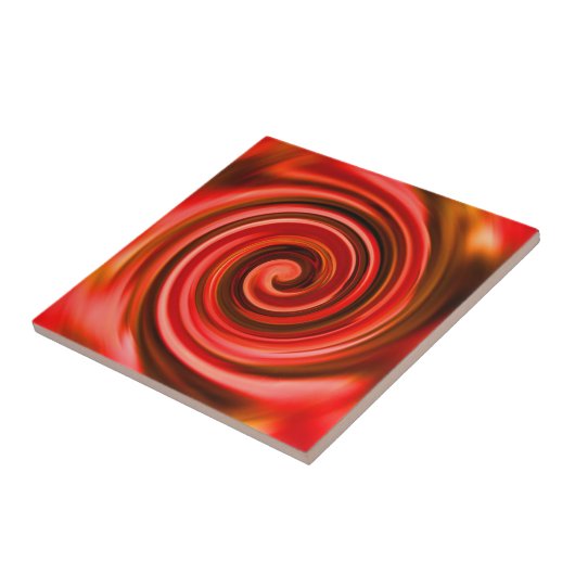 Farbige Rot-Gelb-Wirbel Abstrakte Art Tile Fliese (Seite)