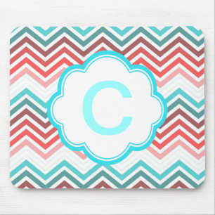 Farbige Rot, Rosa, Blau, aquamarine Zickzack Zickz Mousepad