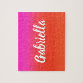 Farbige rote Farbe Rosa Monogramm Name Puzzle (Vertikal)
