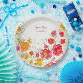 Farbige Rote Gelbe Rosa Florale Hochzeitsfeier Pappteller (Party)