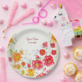 Farbige Rote Gelbe Rosa Florale Hochzeitsfeier Pappteller (Party)