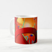 Farbige rote Musiknoten und Symbole Kaffeetasse (Vorderseite Links)