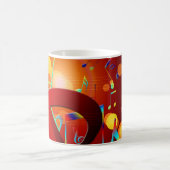 Farbige rote Musiknoten und Symbole Kaffeetasse (Mittel)