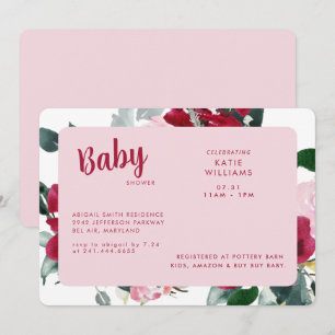 Farbige rote und rosa florale Babyparty-Einladung Einladung