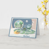 Farbige Round Room "Hello"-Karte Karte (Gelbe Blume)