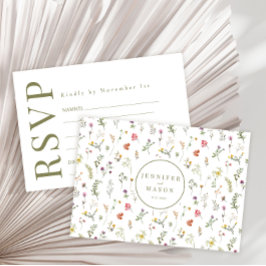 Farbige RSVP-Karten für Wildblumen auf Wiesen RSVP Karte