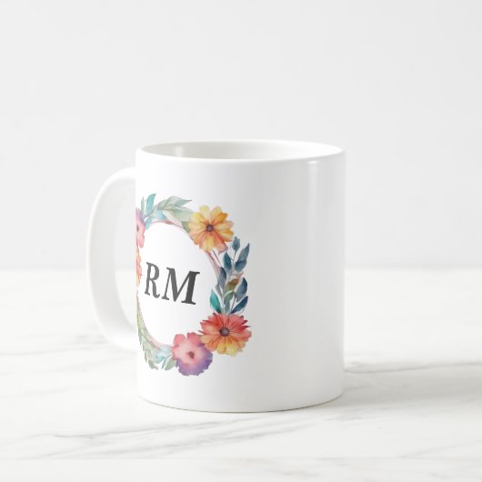 Farbige runde Blume Kaffeetasse (Vorderseite Links)