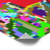 Farbige runde Blumenmandala auf einem roten, grüne Poster (Ecke)