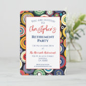 Farbige Runden des Retro-Renten-Party Einladung (Stehend Vorderseite)