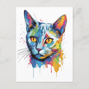Farbige Russisch-Blaue Katze Postkarte