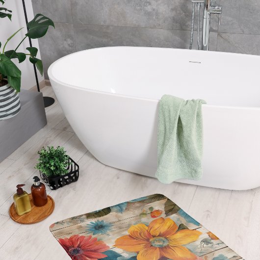 Farbige rustikale Blume Badematte