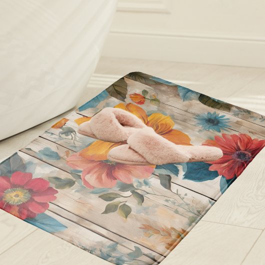 Farbige rustikale Blume Badematte