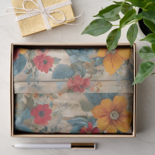 Farbige rustikale Blume Dekoupage Seidenpapier (Geschenk)