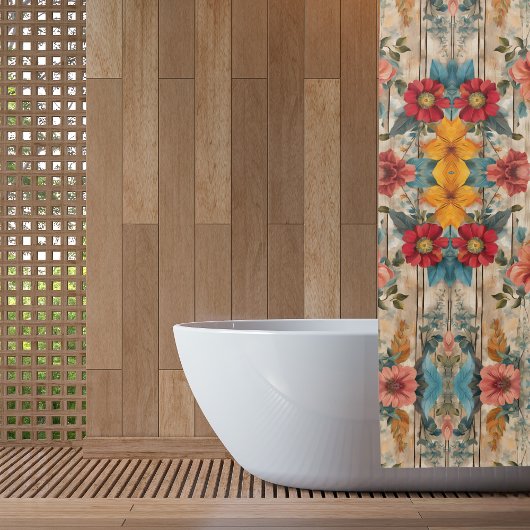 Farbige rustikale Blume Duschvorhang