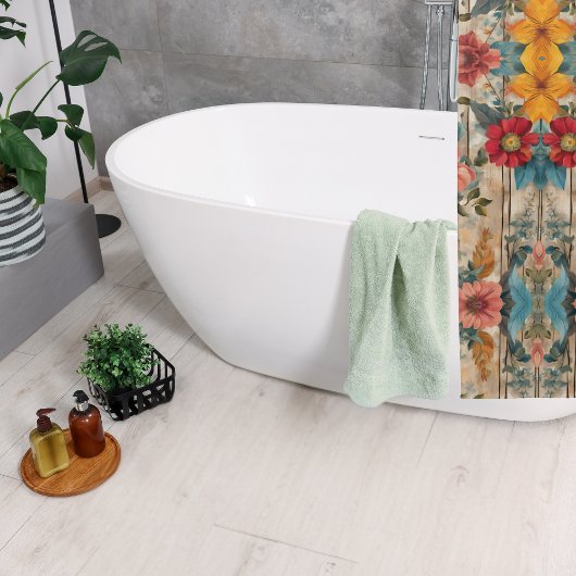 Farbige rustikale Blume Duschvorhang