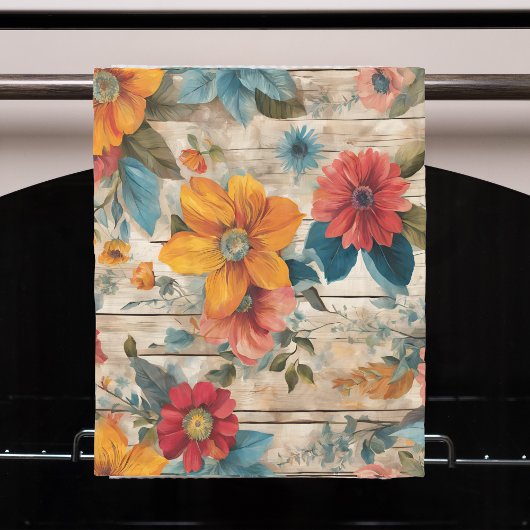 Farbige rustikale Blume Geschirrtuch