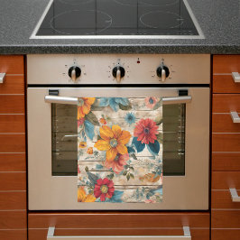 Farbige rustikale Blume Geschirrtuch