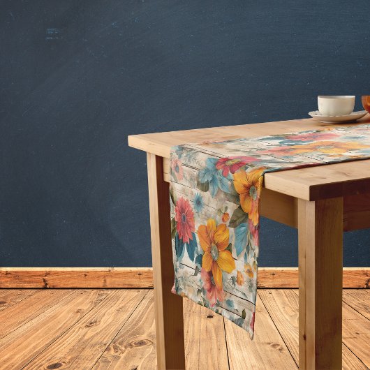 Farbige rustikale Blume Kurzer Tischläufer