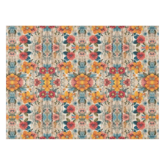 Farbige rustikale Blume Tischdecke (Vorderseite (Horizontal))