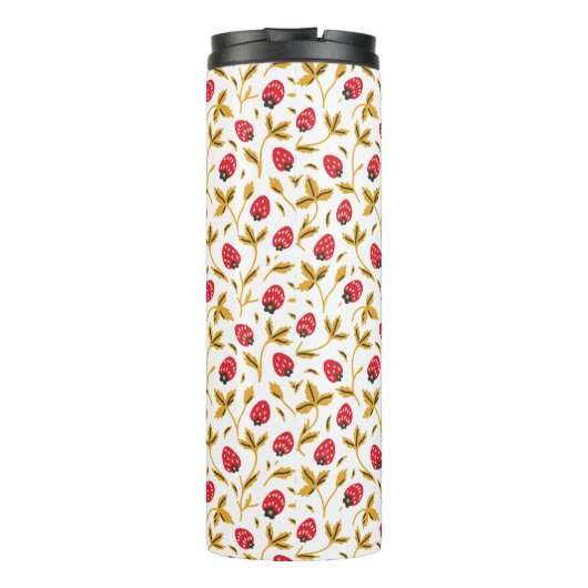 Farbige Rustikale Folk Art Berry Muster Monogramm Thermosbecher (Rückseite)