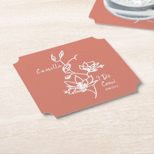 Farbige rustikale I Do Crew Bridesmaid Brautparty Untersetzer (angewinkelt)