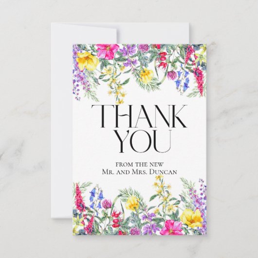 Farbige rustikale Wildblumen Foto Danke Karte (Vorderseite)