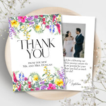 Farbige rustikale Wildblumen Foto Danke Karte