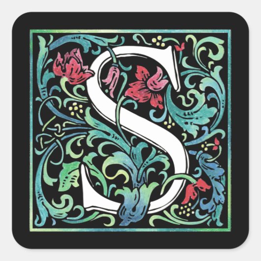 Farbige S-Aufkleber Quadratischer Aufkleber (Vorderseite)
