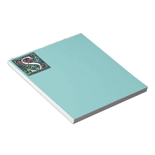 Farbige S-Monogramm 5,5" x 6" Notepad - 40 Seiten Notizblock (angewinkelt)